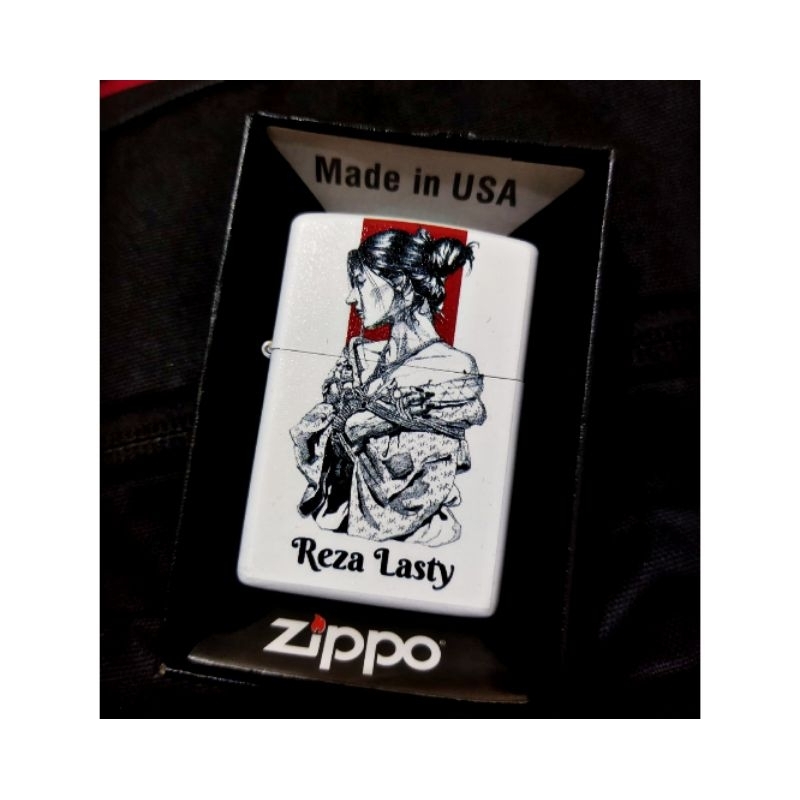 Zippo Geisha Keren elegan print Uv zippo putih