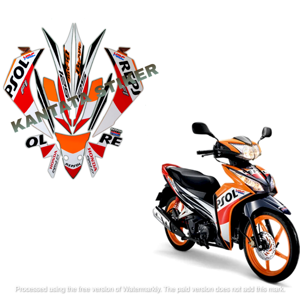 STIKER STRIPING LIS BODY MOTOR HONDA BLADE REPSOL 2014 125 FI STANDAR FULL SET