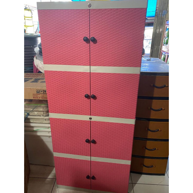 READY STOCK ✅ TWIN PAN H4D Lemari Plastik Rattan 4 Tingkat Full Kunci was