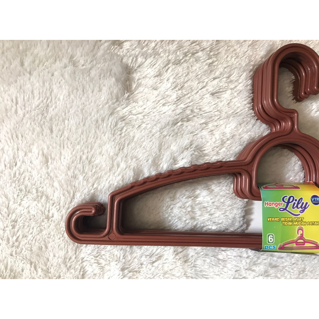 Hanger plastik lily anti patah - hanger dewasa bahan premium 6 pcs