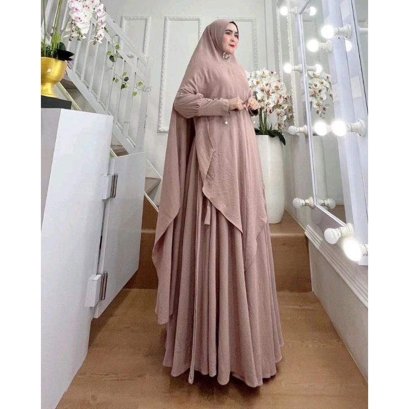 Dijah 754 Syari jubah air flow khimar jumbo cocok untuk haji umroh by Dijah original