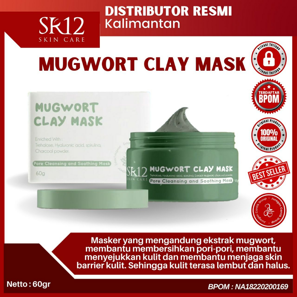 SR12 MUGWORT CLAY MASK | MUGWORT CLAY MASK SR12 BPOM | MASKER ORGANIC | MASKER KOMEDO MASKER KOREA M