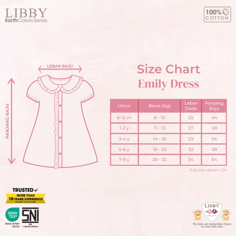 EMILLY Dress / JOLIE DRESS LIBBY / Dress anak perempuan / Dress katun anak Usia 6bulan-8tahun