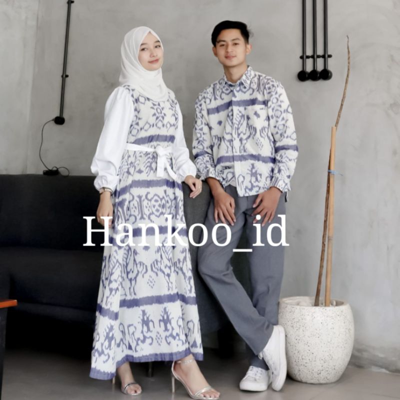 SET COUPLE RAYA WHITE NTT - Set couple baju tenun - couple baju tenun