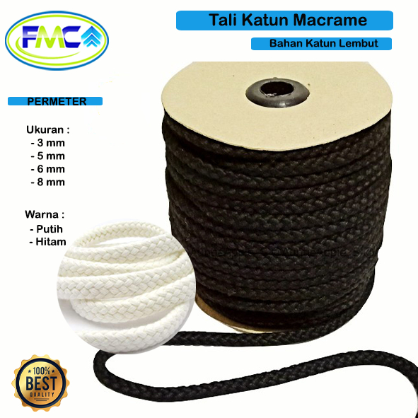 Tali Katun Hitam 3mm 5mm Tas Selempang Sepatu Kerajinan Dekorasi Gantungan DIY Aksesoris