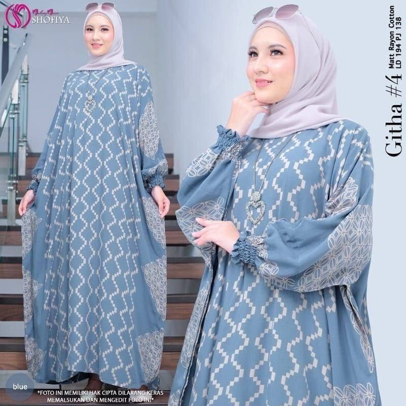 Kaftan Wanita Jumbo XXXL Dress Maksi Viral Kondangan Batik Cap Printing Soft Color Busui Resleting Lengan Panjang 7/8 Gamis Arabian Rayon Premium Fashion Muslim By Batik Sulmit