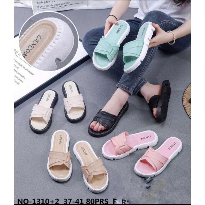 Lancome Sandal Slop wanita bahan karet