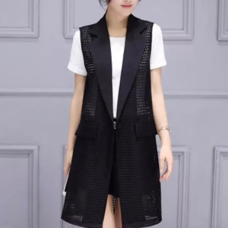 Outer Sleeveless LONG Jaring / blazer jaring jala / harajuku style