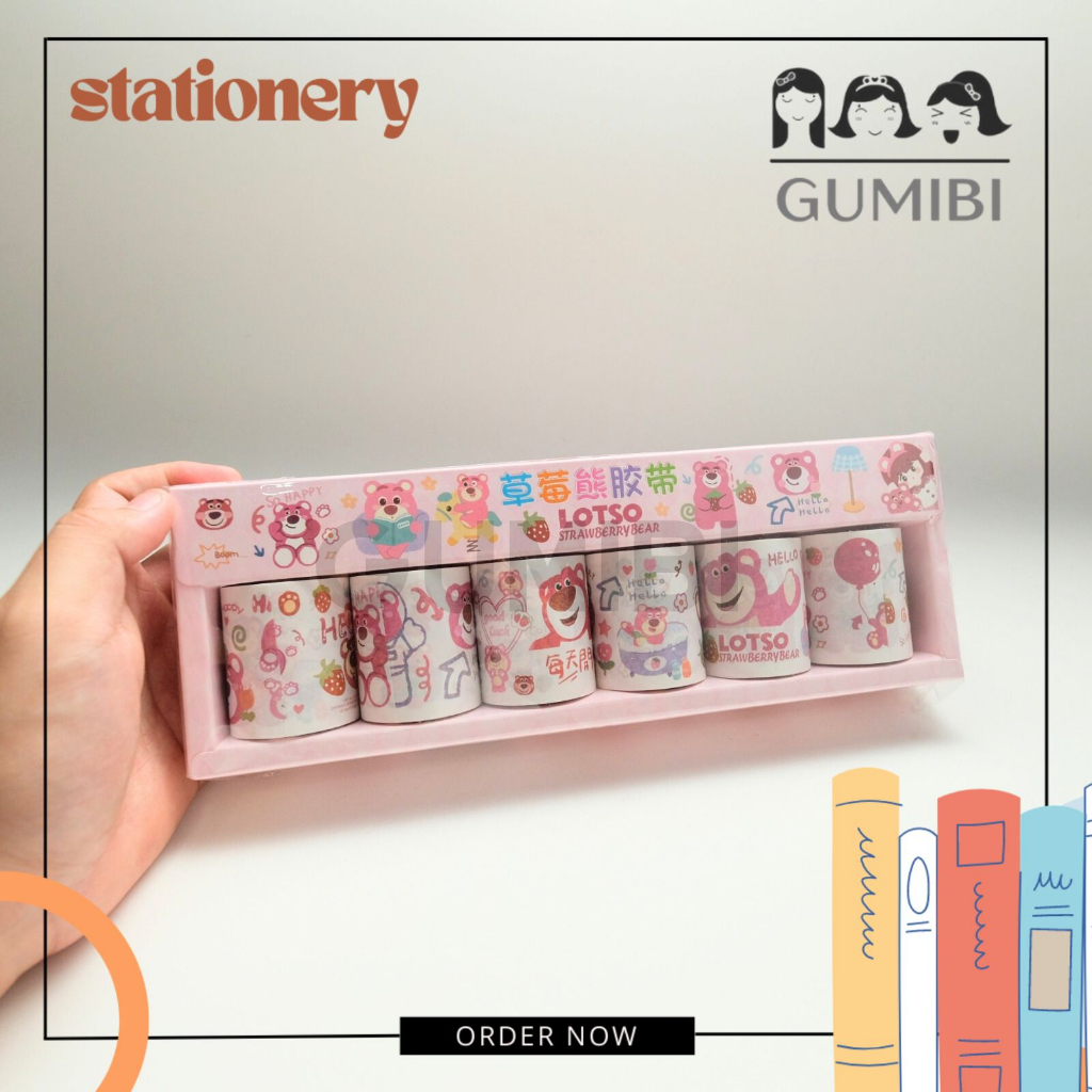 

WASHITAPE ROLL LOTSO 1 SET ISI 6 PCS ISOLASI SOLATIP BERUANG MADU PINK WASHITAPE KERTAS LUCU IMUT TERMURAH