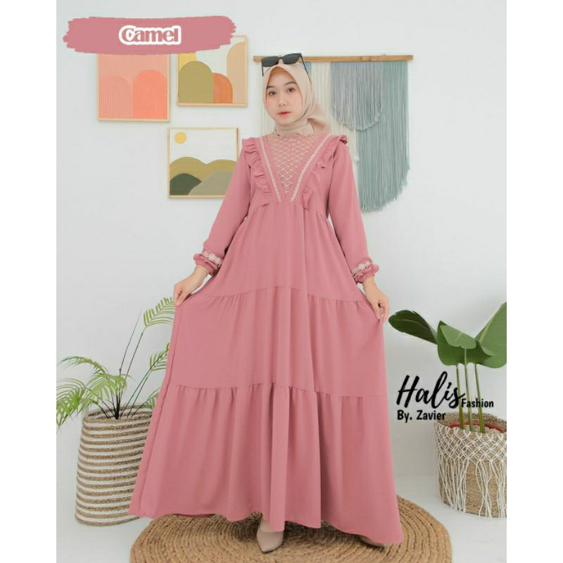 GAMIS SUSUN CRINCLE RENDA ORIGINAL HALIS FASHION,GAMIS REMAJA TERBARU