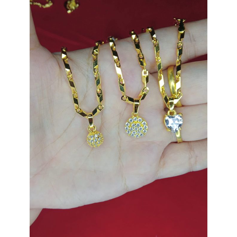 kalung padi balok kristal 45cm,50cm dan 60cm lapis emas 24k