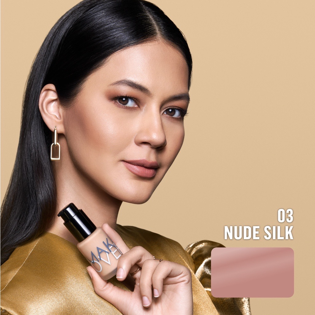 MAKE OVER Ultra Cover Liquid Matte Foundation Indonesia / 33ml / SPF 31 Oil Absorber / Full Cover Finish Ultra Flawless Satin Smooth Comfortable Light All Day / Non Cracky / Shade Variasi 01 02 03 04 05 06 07 08 09 / Cosmetic Makeup Face Make Up Series