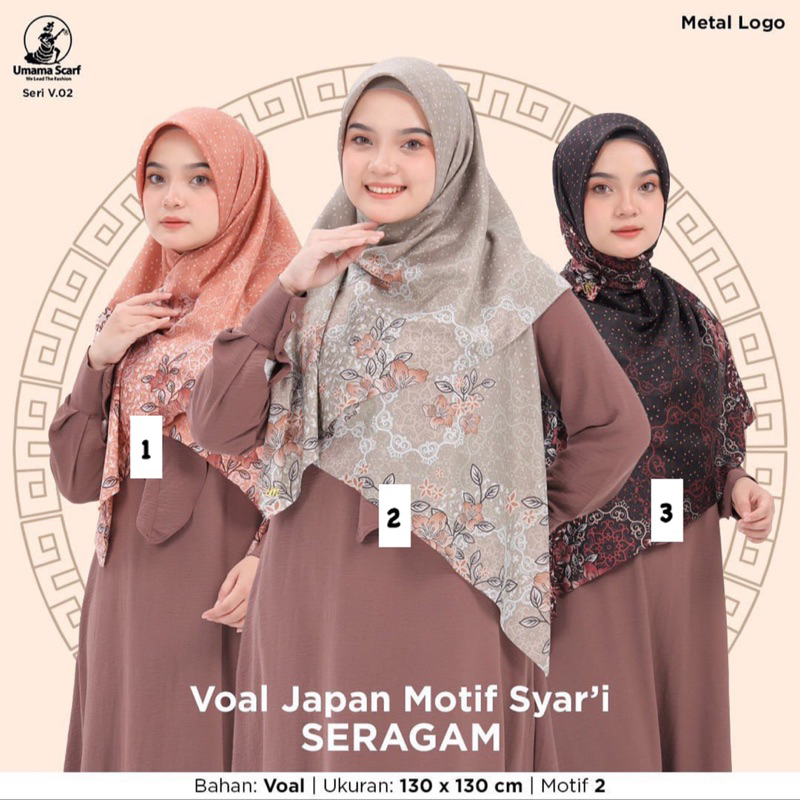 SEGIEMPAT MOTIF VOAL JAPAN SYARI SERAGAM METAL LOGO UMAMA SCRAF V.02