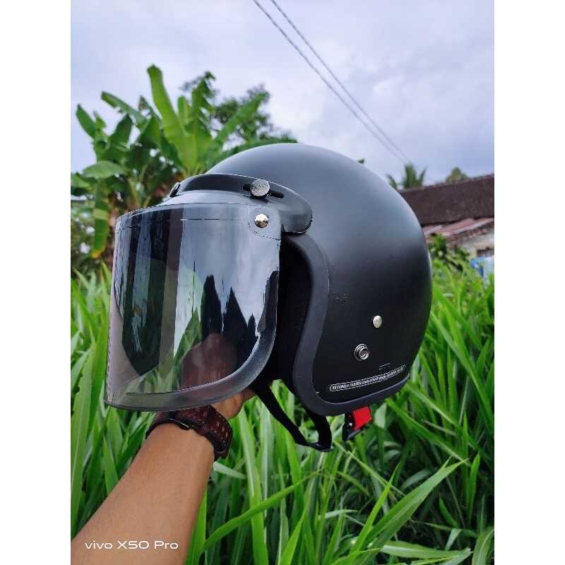 HELM BOGO CLASSIC KACA DATAR PRIA WANITA DEWASA