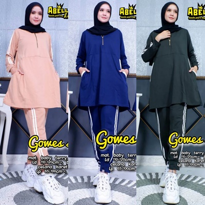 GOWES SPORTY / 20.7 / BAHAN BABYTERRY / LD 110-120 CM / ALLSIZE JUMBO / SETELAN WANITA / ABELLA