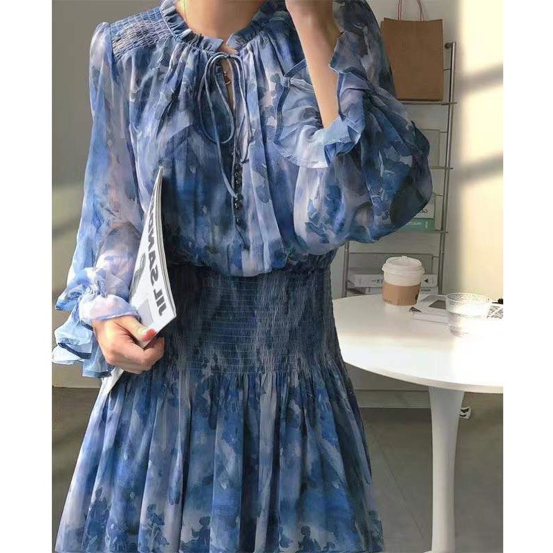 Lonh Skirt Royal Lady Floral Dress Female Eary Spring M477