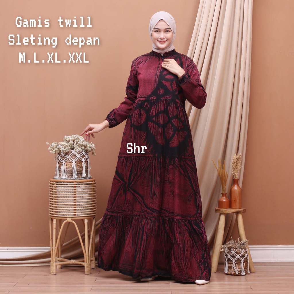 SAHARA-GAMIS TWILL ORY MALAMAN/GAMIS TWILL ABSTRAK TERBARU /GAMIS TWILL TERLARIS RESLETING DEPAN BUSUI