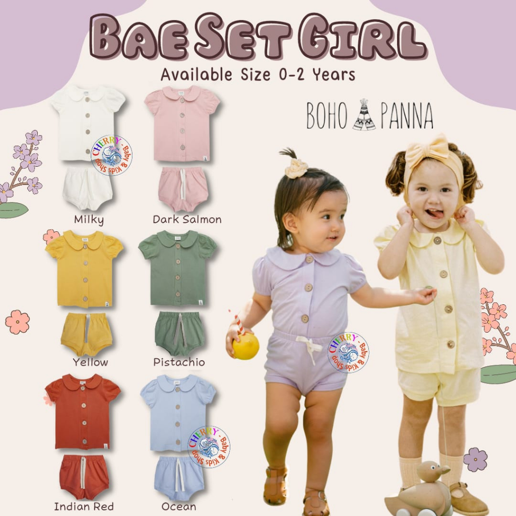 Bohopanna Bae Set Girl 0-2 Tahun Setelan Collar Anak Perempuan CBKS