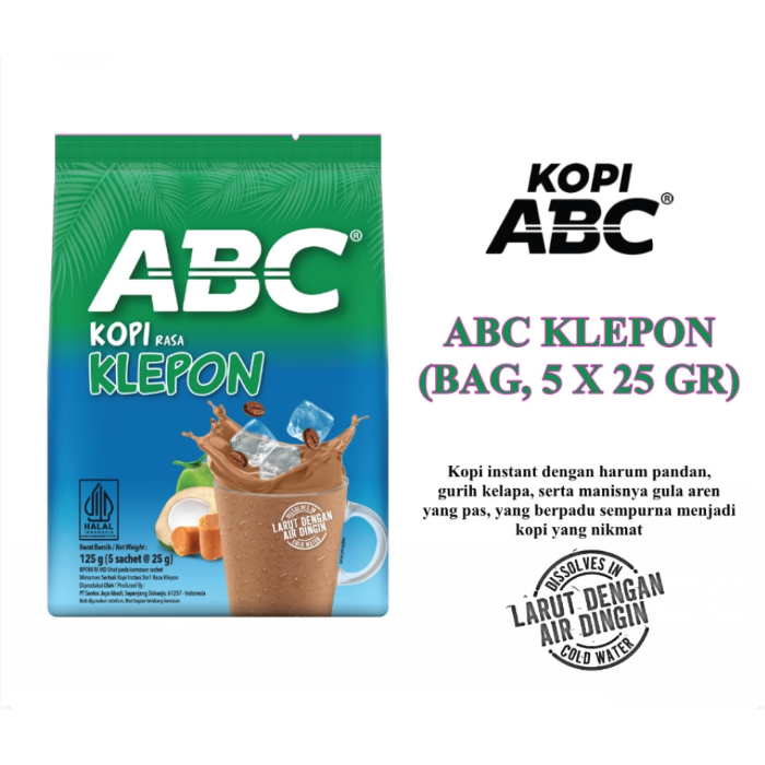 

Kopi ABC rasa KLEPON isi 5 sachet x 25gr