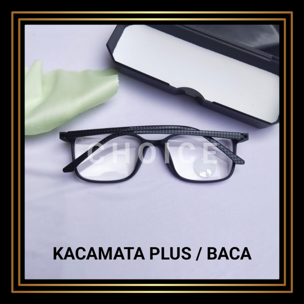 KACAMATA BACA( + )PLUS MODEL KOTAK UNISEX FREEBOX DAN LAP UKURAN +0.50 S/D +3.00