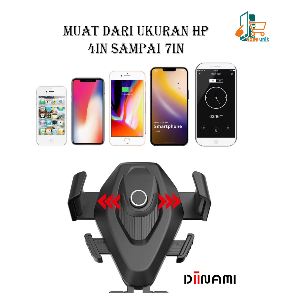 DIINAMI HM-3 Holder hp mobil Dudukan handphone universal original untuk pemasangan di dashboard kaca meja lemari bisa potrait landscape 360 derajat CS5814