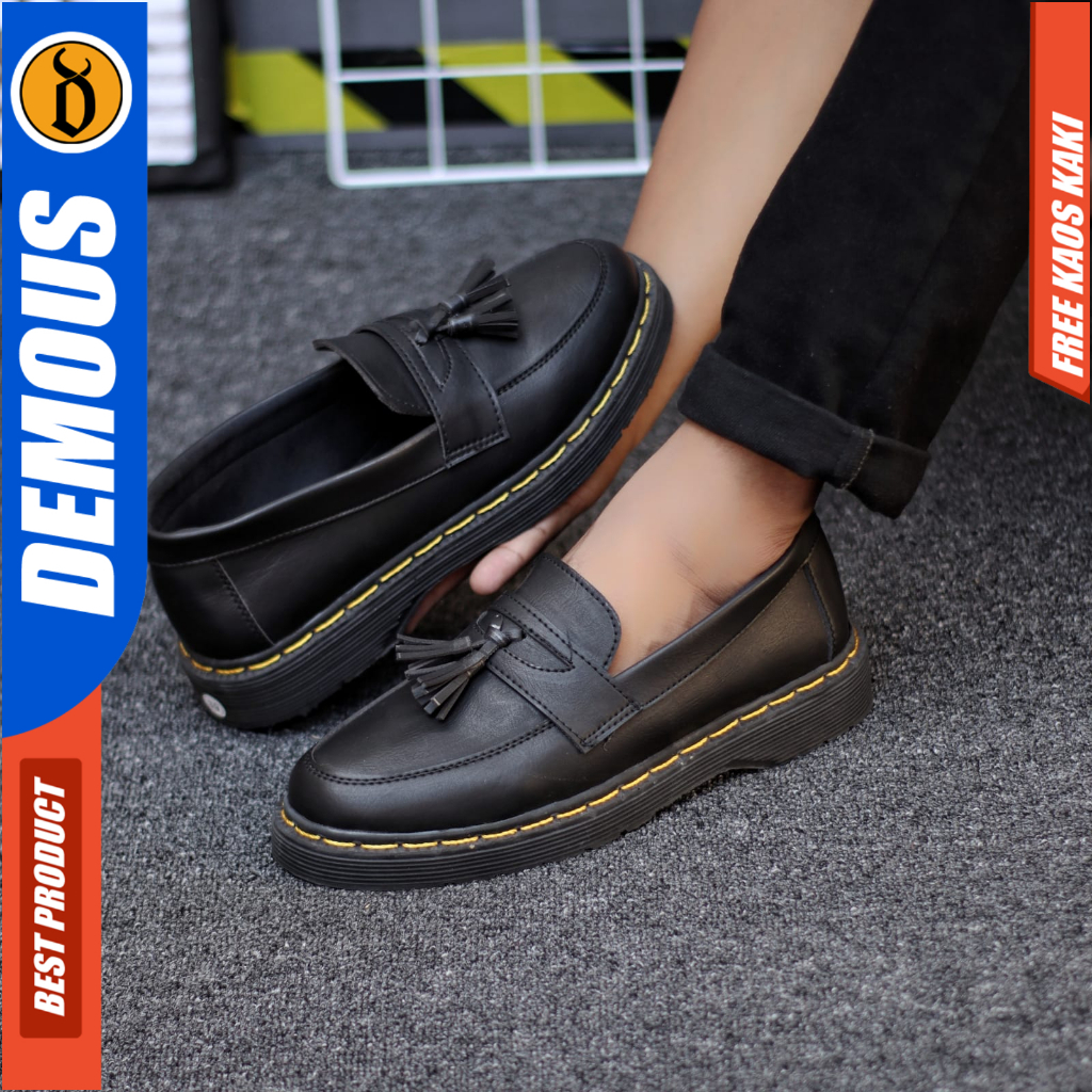 Sepatu Loafers Docmart Formal Pantofel Kerja Pria Hitam