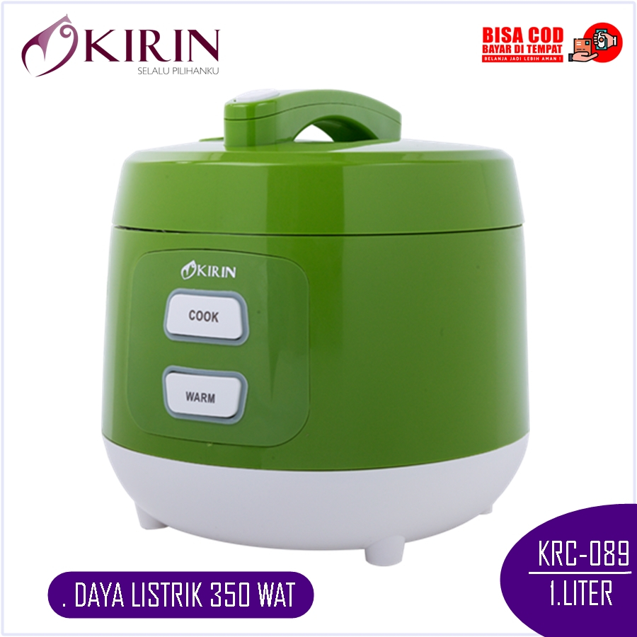 Magic Com 1.0 Liter KIRIN  KRC 089 GREEN / Rice Cooker Kirin KRC-089