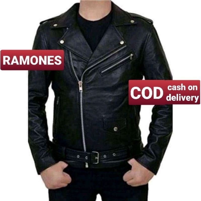 Jaket Kulit Ramones Pria Model Terbaru Anti Air New Elegant