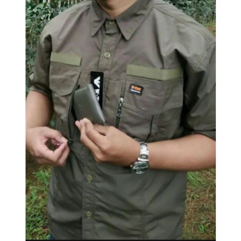 kemeja tactical w tac tangan pendek merah