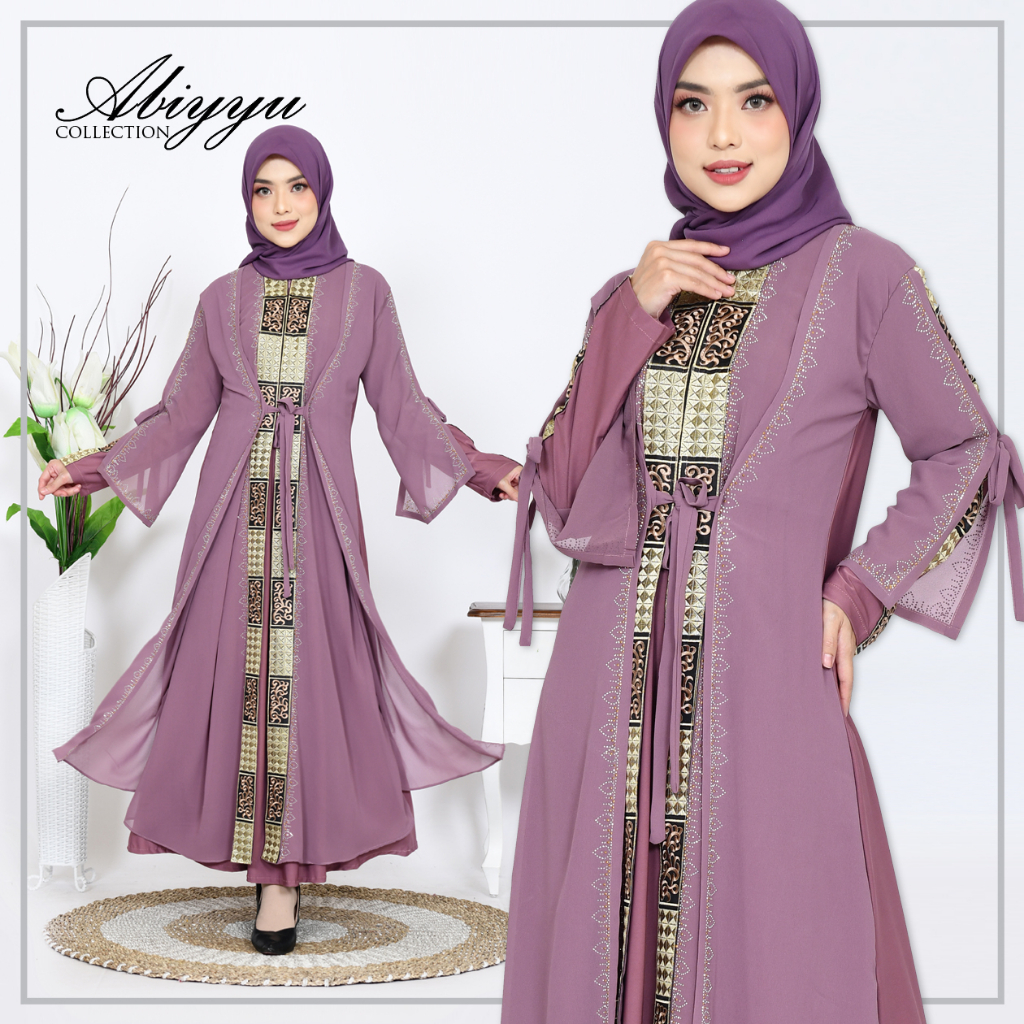 Abiyyuco GL1074 | Gamis Abaya Turkey Busui Turki Hitam dan Turkiy Warna, Ready Size S, M, L, XL, XXL, LD mulai 88 cm sampai 120 cm. Bahan Jersey mix Ceruty dengan Bordir Renda dan Mote Swarovski