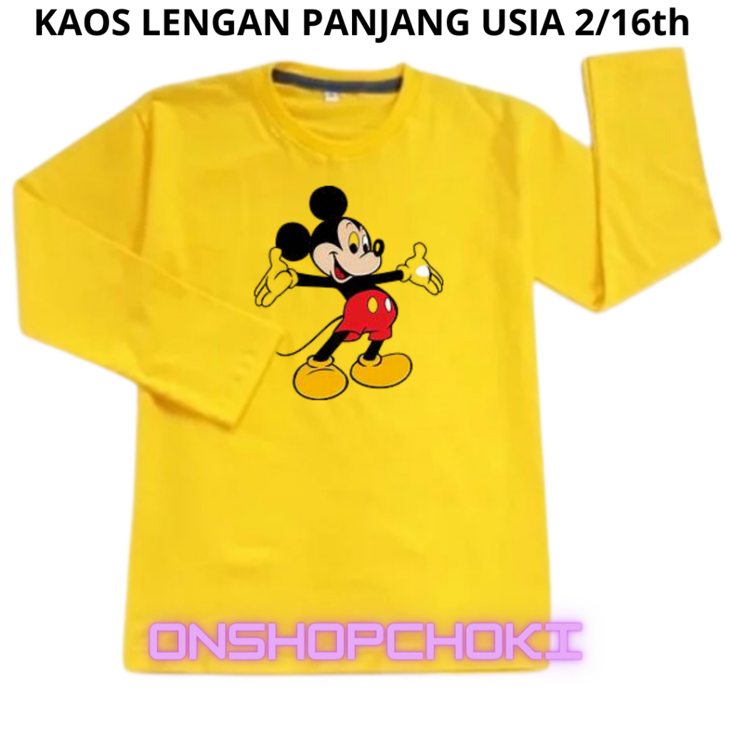 Kaos Anak Anak Lengan Panjang Gambar MEKY Unisex Cowok Cewek Usia 2-16th Kaos oblong anak lengan panjang