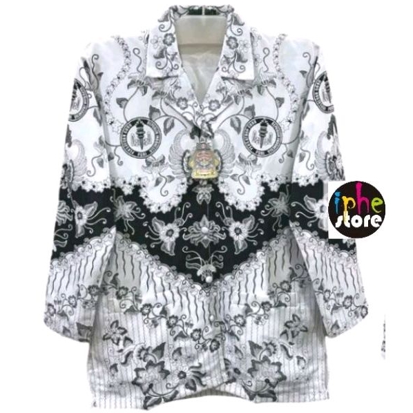 PGRI WANITA pakai Baju Seragam PGRI Wanita dengan Lapisan Furing Motif Gunung Jati Bahan BSY Semi Su