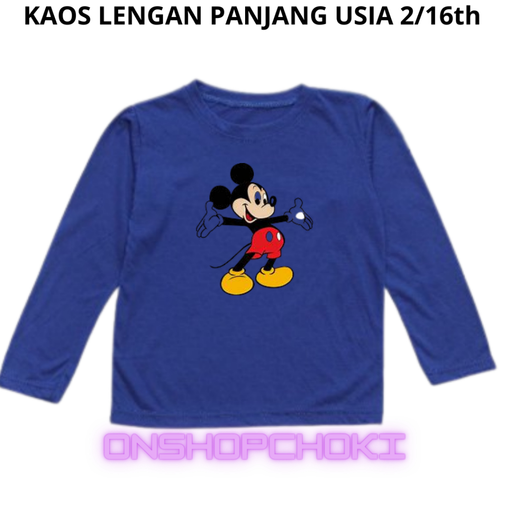 Kaos Anak Anak Lengan Panjang Gambar MEKY Unisex Cowok Cewek Usia 2-16th Kaos oblong anak lengan panjang