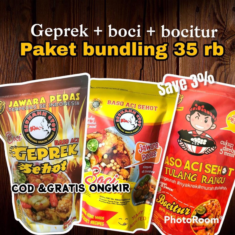 

SEHOT - Paket bundling 3 isii 15 pcs Boci, Bocitur, Geprek