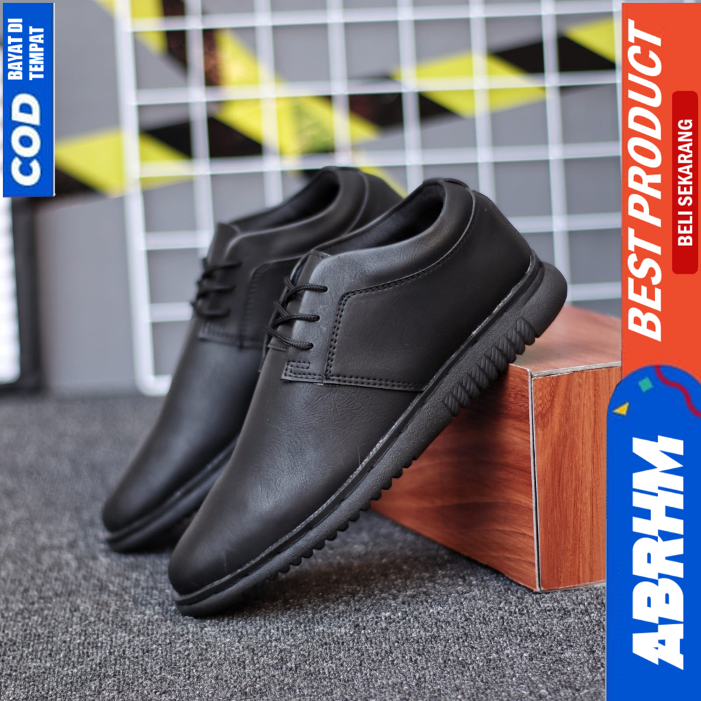 ABRHM Sepatu Formal Pantofel Hitam Casual Kerja Pria