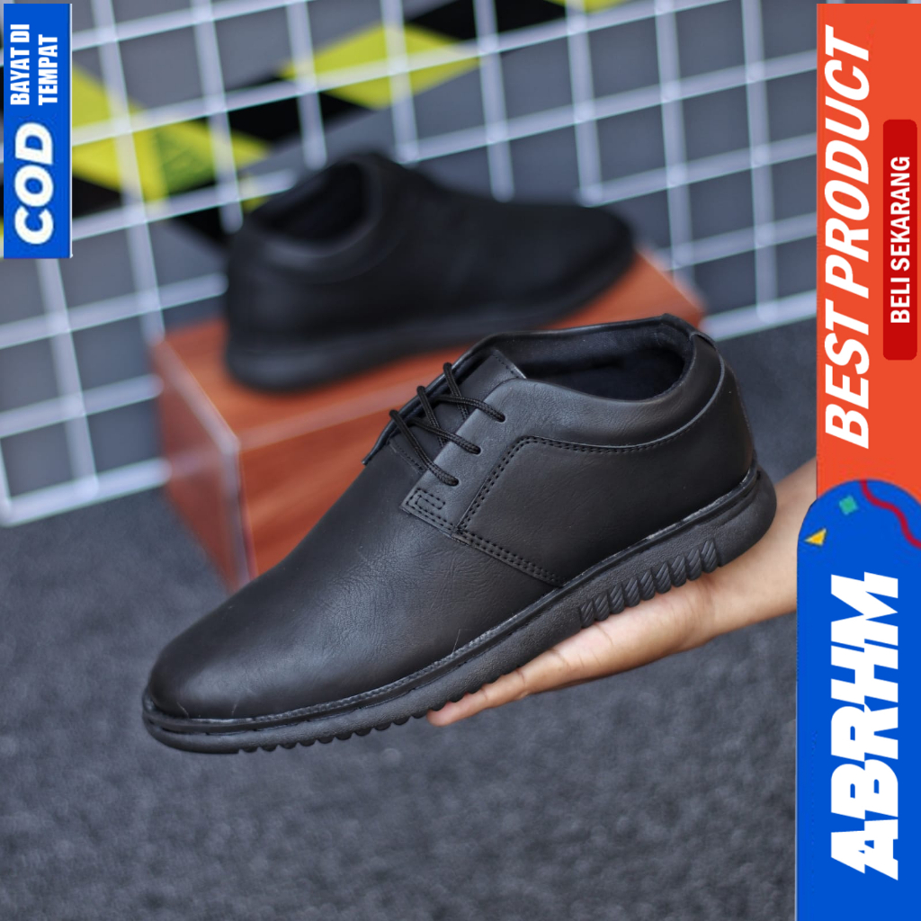 ABRHM Sepatu Formal Pantofel Hitam Casual Kerja Pria