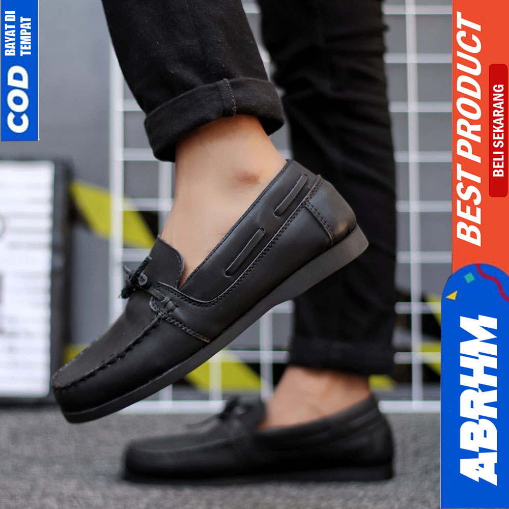 ABRHM Sepatu Formal Pantofel Casual kerja Hitam Pria