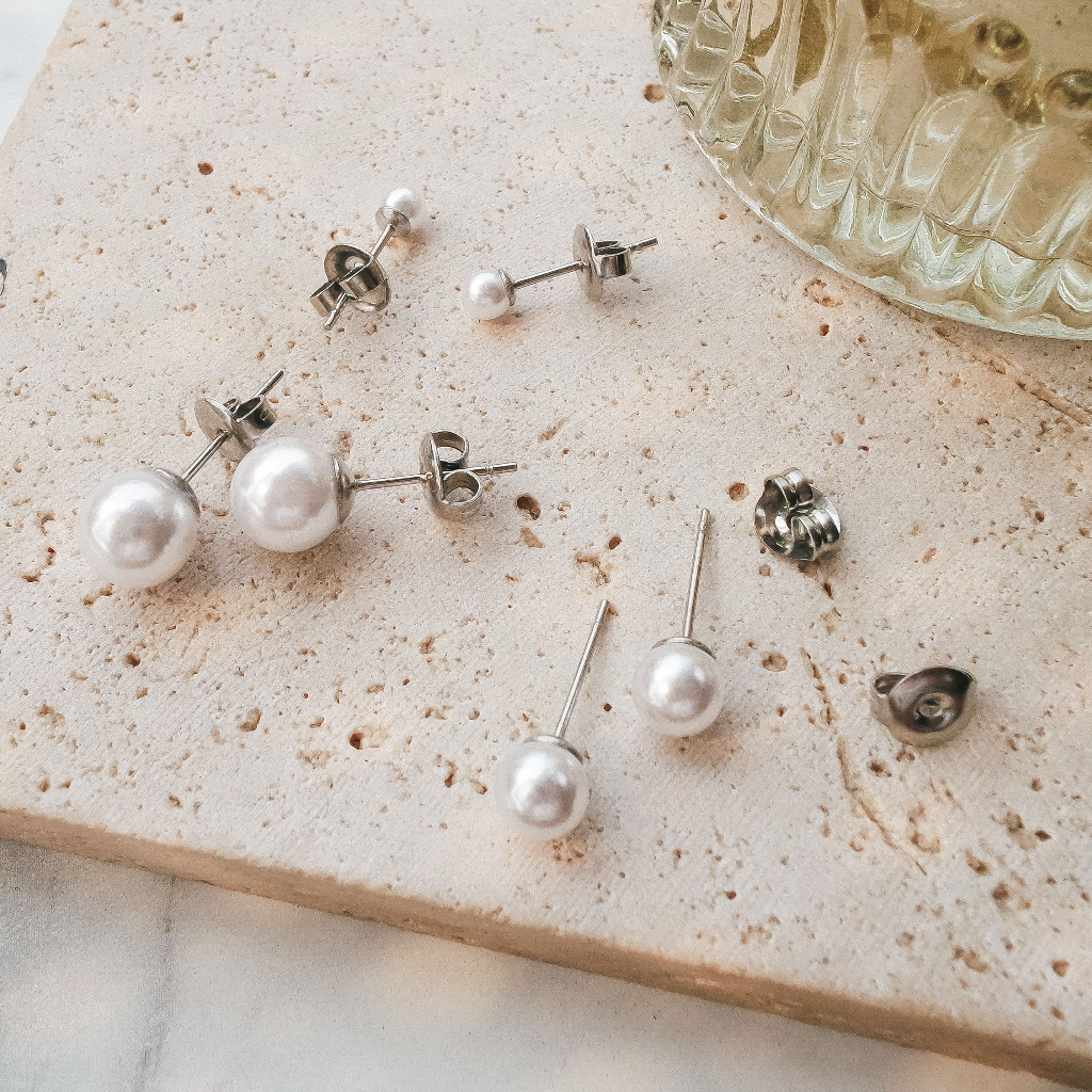 (ANTI KARAT) ANTING BASIC PEARL / ANTING MUTIARA (PAULA EARRINGS) - STAINLESS STEEL