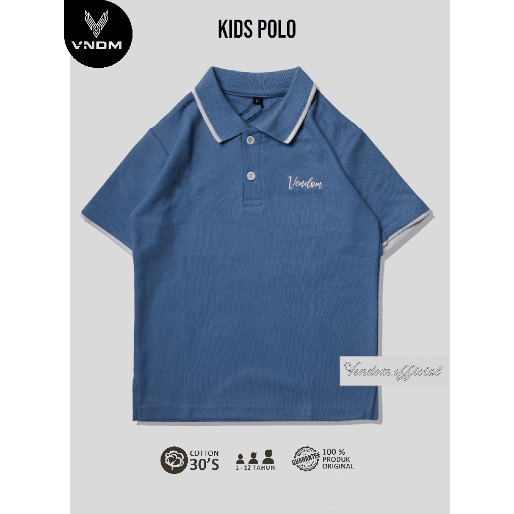 Vendom Kids Baju Kaos Anak Laki laki,Kaos Kerah Anak,Usia 1-12 Tahun,Bahan Polo Cvc Pique