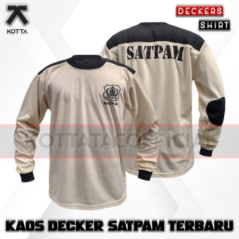 BAJU KAOS DECKER SATPAM SECURITY KREM CREAM LENGAN PANJANG TERBARU