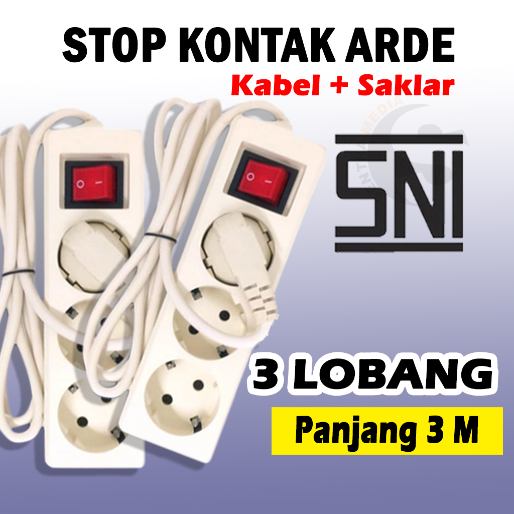 STOP KONTAK ARDE + KABEL /COLOKAN LISTRIK  PANJANG KABEL 1,5 - 3 METER