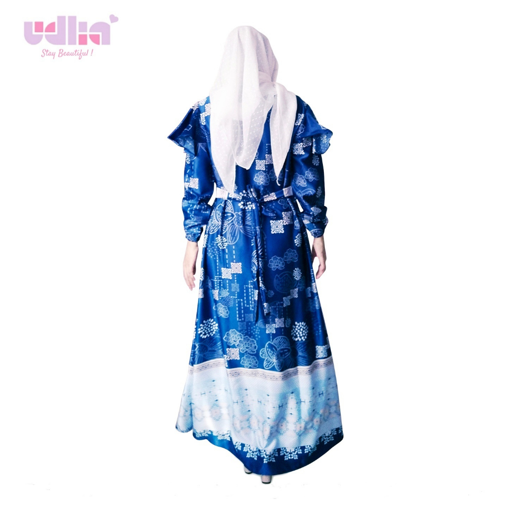 Udlia Gamis Pesta Lebaran Silk Katya Blue Silver