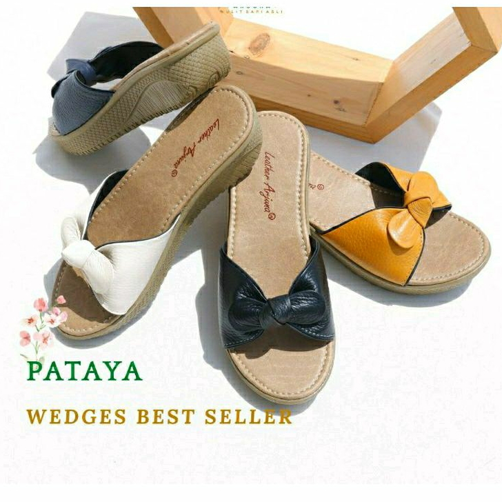 Sandal Kulit Sapi Asli Wedges Wanita