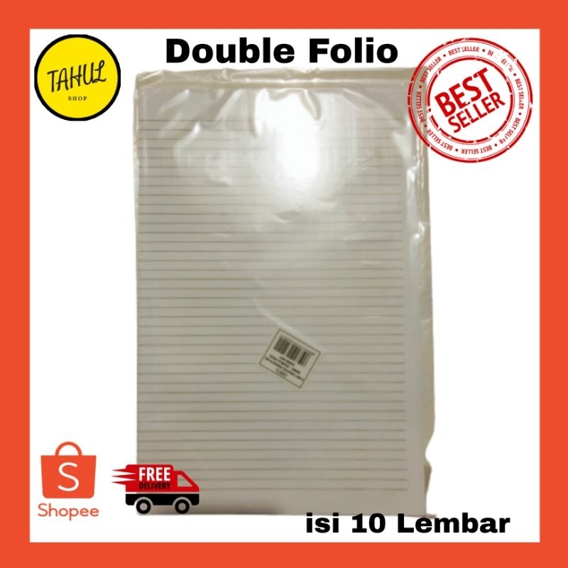 

DOUBLE FOLIO ISI 10 PCS Kertas / Double Folio Bergaris kiky/sidu/Paperline 1 pak kecil isi 10 pcs / 10 lembar