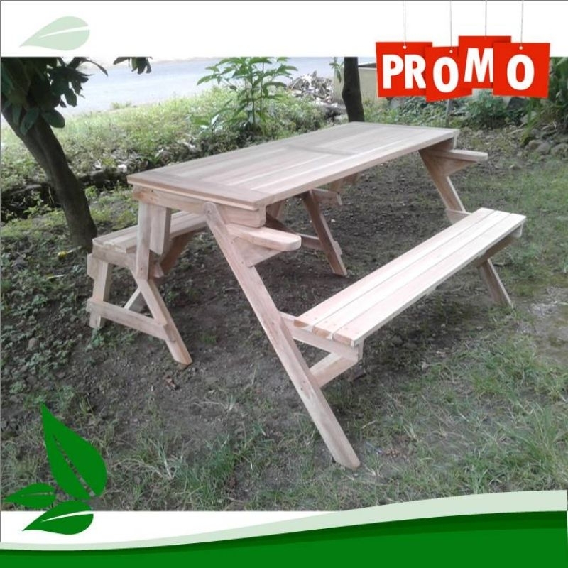 MEJA TAMAN LIPAT KAYU JATI