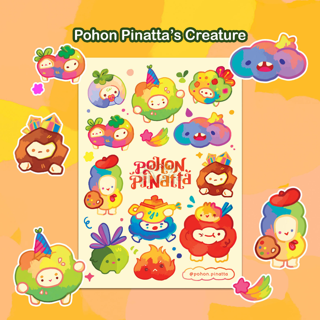 

[Pohon Pinatta] Pohon Pinatta's Creature - A6 Glitter Sticker Sheet