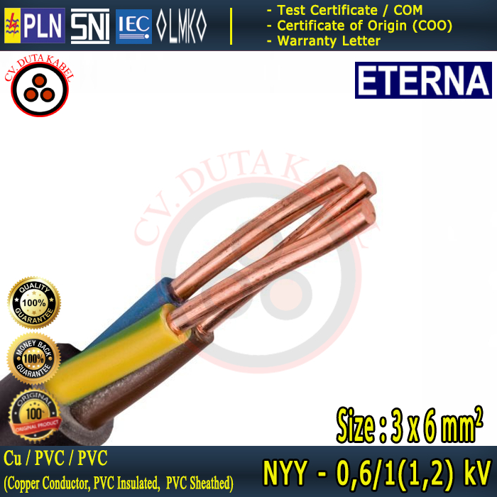 Kabel NYY 3x6 mm2 ETERNA (50 m) /3x6mm2/3x6 mm/3x6mm/3 x 6 mm mm2