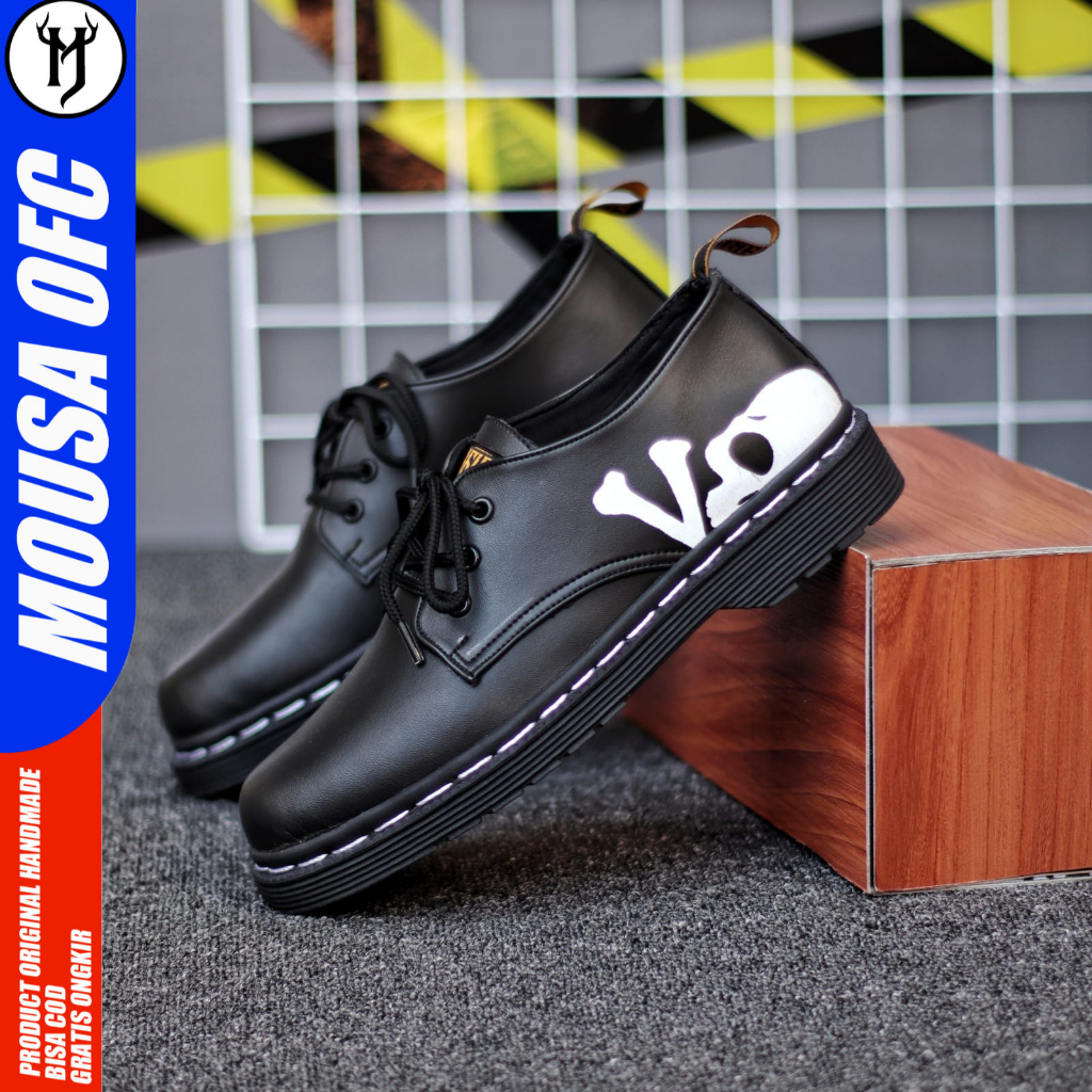 Sepatu Low Boots Docmart Formal Pantofel Tali Pria Bone