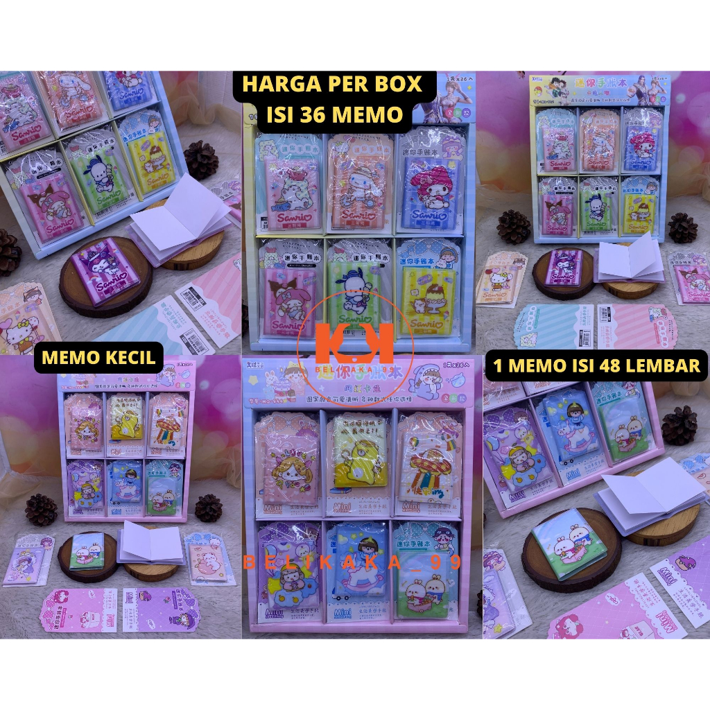 (1 BOX ISI 36 MEMO) MEMO KECIL LUCU ISI 48 LEMBAR MOTIF SANRIO DAN KARAKTER / NOTEBOOK LUCU MOTIF KARAKTER / BUKU MEMO CATATAN KECIL / BUKU CATATAN KECIL ANAK  / NOTEBOOK ANAK / NOTEBOOK KECIL / MEMO NOTEBOOK