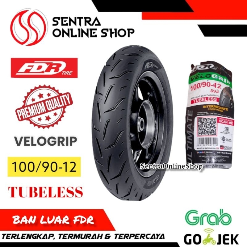 Ban luar tubles tubeless 100 90 12 velogrip fdr